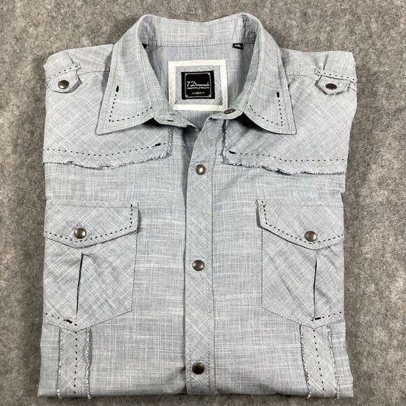 7 Diamond Men’s Shirt Size XXL Snap Buttons Western Style Square Dance Cotton - Picture 3 of 16